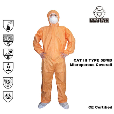 Tipo medico eliminabile 5B/6B del vestito delle tute del laboratorio EN14126 del CAT III per l'ospedale