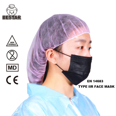 Maschera di protezione eliminabile non tessuta di isolamento 3 pieghe per l'ospedale 17.5x9
