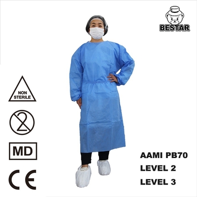 Rivestimento eliminabile dell'abito del laboratorio delle speci del cappotto eliminabile blu del laboratorio con il polsino elastico