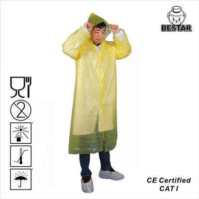 Le mantelle da pioggia eliminabili di plastica del PE impermeabile abbigliano con il cappuccio