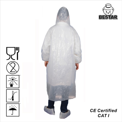 Cappotto eliminabile Poncho With Hood del laboratorio del polipropilene bianco del LDPE