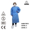 LIVELLO 3 abiti blu di isolamento degli abiti eliminabili lunghi della manica dell'ospedale di SMS con i polsini
