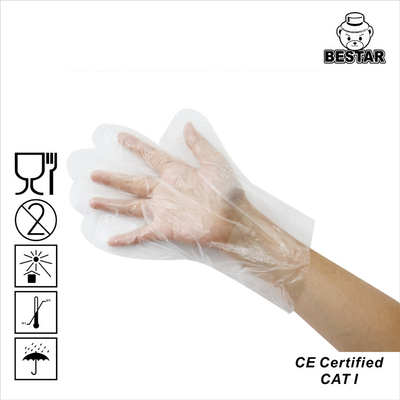 Guanti eliminabili di plastica 11micron della mano del politene impermeabile dell'HDPE