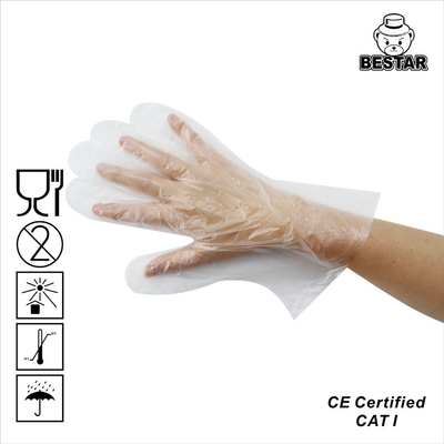 Guanti eliminabili di plastica 11micron della mano del politene impermeabile dell'HDPE