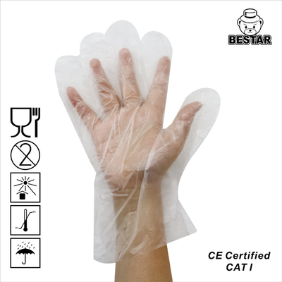 Guanti eliminabili di plastica 11micron della mano del politene impermeabile dell'HDPE